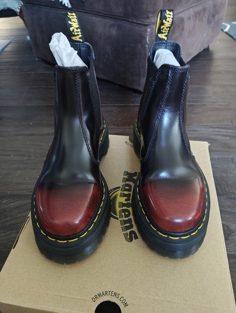 Dr. Martens 2976 Quad Chelsea Boots Cherry Red.